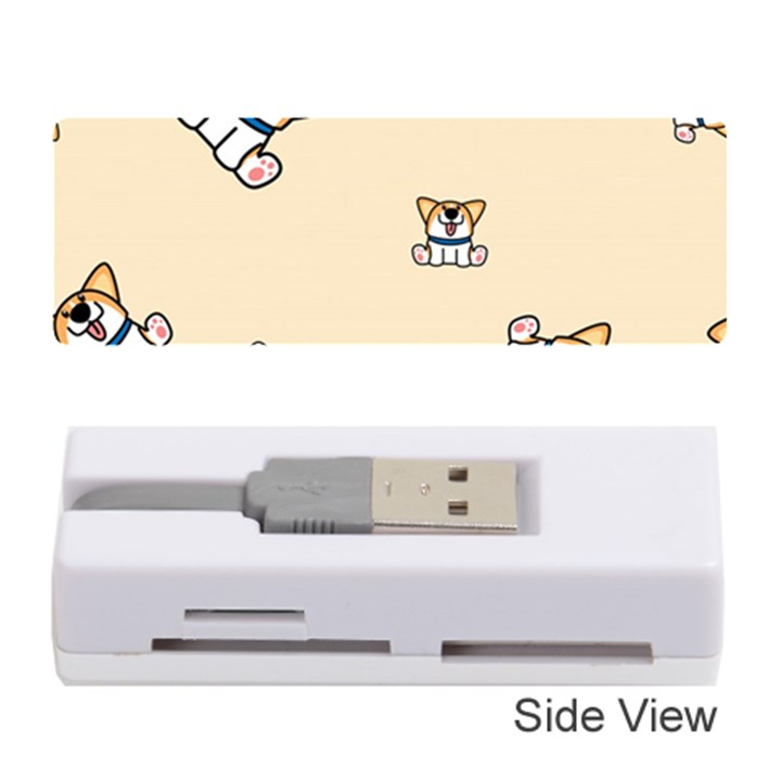 Cute Welsh Corgi Puppy Sitting Seamless Pattern Memory Card Reader (Stick)