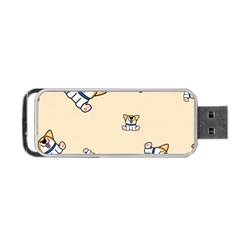 Cute Welsh Corgi Puppy Sitting Seamless Pattern Portable Usb Flash (one Side) by Nexatart