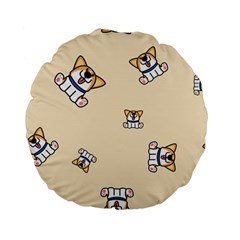 Cute Welsh Corgi Puppy Sitting Seamless Pattern Standard 15  Premium Flano Round Cushions by Nexatart