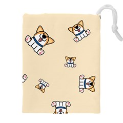 Cute Welsh Corgi Puppy Sitting Seamless Pattern Drawstring Pouch (4xl)