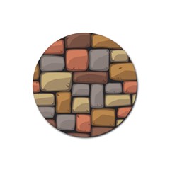 Colorful Brick Wall Texture Rubber Coaster (round)  by Nexatart