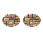 Colorful Brick Wall Texture Cufflinks (Oval) Front(Pair)