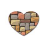 Colorful Brick Wall Texture Rubber Coaster (Heart)  Front