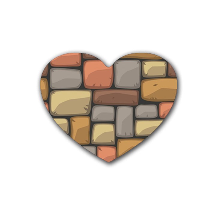 Colorful Brick Wall Texture Rubber Coaster (Heart) 