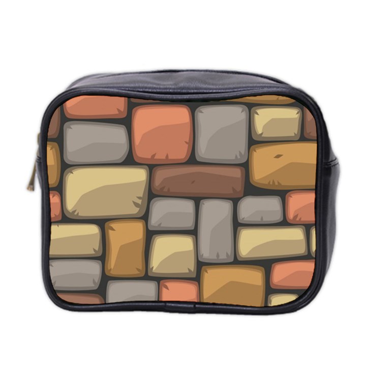 Colorful Brick Wall Texture Mini Toiletries Bag (Two Sides)