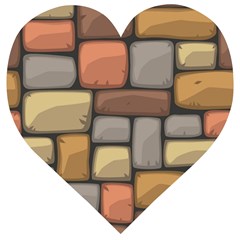 Colorful Brick Wall Texture Wooden Puzzle Heart by Nexatart