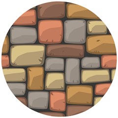 Colorful Brick Wall Texture Wooden Puzzle Round by Nexatart