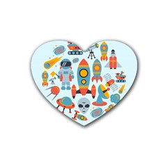 Space Elements Flat Heart Coaster (4 Pack) 