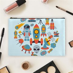 Space Elements Flat Cosmetic Bag (large) by Nexatart