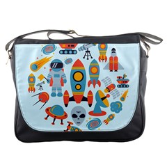 Space Elements Flat Messenger Bag by Nexatart