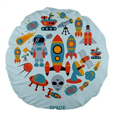 Space Elements Flat Large 18  Premium Round Cushions by Nexatart