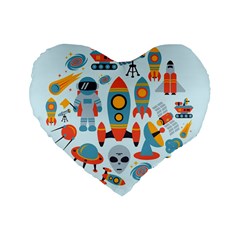 Space Elements Flat Standard 16  Premium Heart Shape Cushions by Nexatart