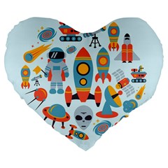 Space Elements Flat Large 19  Premium Heart Shape Cushions by Nexatart