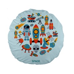 Space Elements Flat Standard 15  Premium Flano Round Cushions by Nexatart