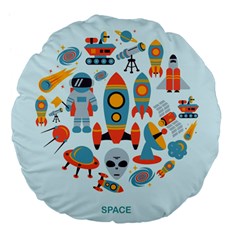 Space Elements Flat Large 18  Premium Flano Round Cushions by Nexatart