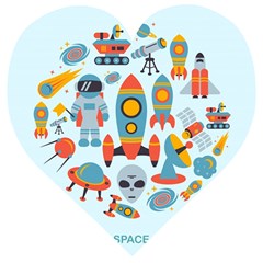 Space Elements Flat Wooden Puzzle Heart by Nexatart