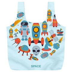 Space Elements Flat Full Print Recycle Bag (xxl) by Nexatart