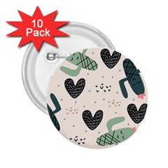 Cute Cactus Plants Seamless Pattern With Children Drawing Baby Kids Apparel Fashion 2 25  Buttons (10 Pack)  by Nexatart