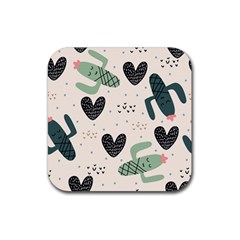 Cute Cactus Plants Seamless Pattern With Children Drawing Baby Kids Apparel Fashion Rubber Coaster (square)  by Nexatart