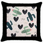 Cute Cactus Plants Seamless Pattern With Children Drawing Baby Kids Apparel Fashion Throw Pillow Case (Black) Front