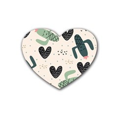 Cute Cactus Plants Seamless Pattern With Children Drawing Baby Kids Apparel Fashion Rubber Coaster (heart)  by Nexatart