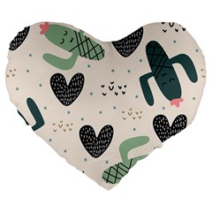 Cute Cactus Plants Seamless Pattern With Children Drawing Baby Kids Apparel Fashion Large 19  Premium Heart Shape Cushions by Nexatart