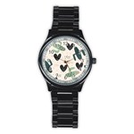 Cute Cactus Plants Seamless Pattern With Children Drawing Baby Kids Apparel Fashion Stainless Steel Round Watch Front