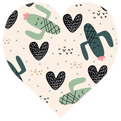 Cute Cactus Plants Seamless Pattern With Children Drawing Baby Kids Apparel Fashion Wooden Puzzle Heart by Nexatart