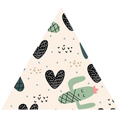 Cute Cactus Plants Seamless Pattern With Children Drawing Baby Kids Apparel Fashion Wooden Puzzle Triangle by Nexatart