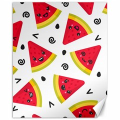 Cute Smiling Watermelon Seamless Pattern White Background Canvas 16  X 20  by Nexatart