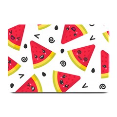 Cute Smiling Watermelon Seamless Pattern White Background Plate Mats by Nexatart