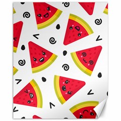 Cute Smiling Watermelon Seamless Pattern White Background Canvas 11  X 14 