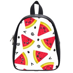 Cute Smiling Watermelon Seamless Pattern White Background School Bag (small) by Nexatart