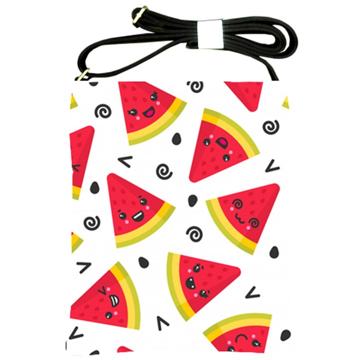 Cute Smiling Watermelon Seamless Pattern White Background Shoulder Sling Bag