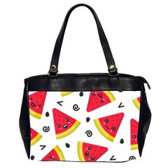 Cute Smiling Watermelon Seamless Pattern White Background Oversize Office Handbag (2 Sides) by Nexatart