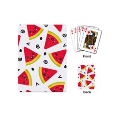 Cute Smiling Watermelon Seamless Pattern White Background Playing Cards Single Design (mini) by Nexatart