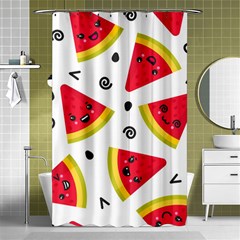 Cute Smiling Watermelon Seamless Pattern White Background Shower Curtain 48  X 72  (small)  by Nexatart