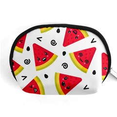 Cute Smiling Watermelon Seamless Pattern White Background Accessory Pouch (medium) by Nexatart