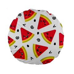 Cute Smiling Watermelon Seamless Pattern White Background Standard 15  Premium Flano Round Cushions by Nexatart