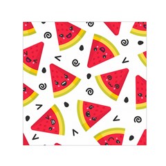 Cute Smiling Watermelon Seamless Pattern White Background Small Satin Scarf (square) by Nexatart