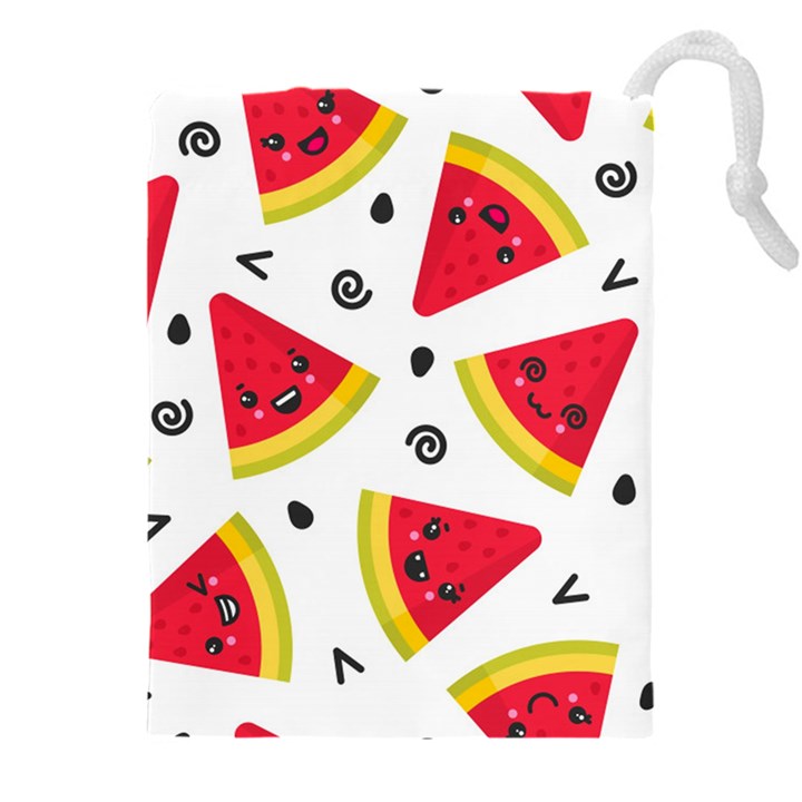 Cute Smiling Watermelon Seamless Pattern White Background Drawstring Pouch (5XL)