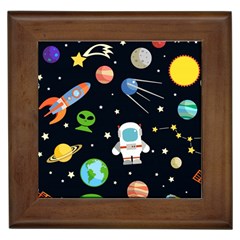 Space Astronomy Decorative Symbols Seamless Pattern Vector Illustration Framed Tile by Nexatart