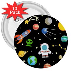 Space Astronomy Decorative Symbols Seamless Pattern Vector Illustration 3  Buttons (10 Pack)  by Nexatart