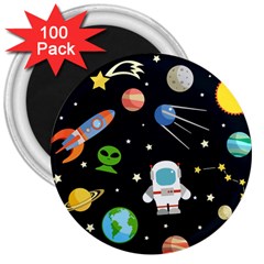 Space Astronomy Decorative Symbols Seamless Pattern Vector Illustration 3  Magnets (100 Pack) by Nexatart