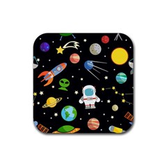 Space Astronomy Decorative Symbols Seamless Pattern Vector Illustration Rubber Coaster (square)  by Nexatart