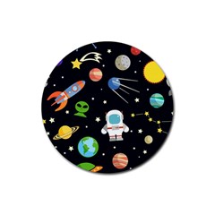 Space Astronomy Decorative Symbols Seamless Pattern Vector Illustration Rubber Coaster (round)  by Nexatart