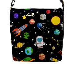 Space Astronomy Decorative Symbols Seamless Pattern Vector Illustration Flap Closure Messenger Bag (l) by Nexatart