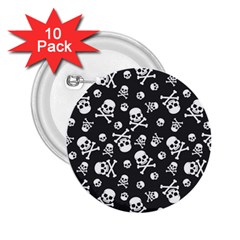 Skull Crossbones Seamless Pattern Holiday Halloween Wallpaper Wrapping Packing Backdrop 2 25  Buttons (10 Pack)  by Nexatart