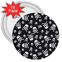 Skull Crossbones Seamless Pattern Holiday Halloween Wallpaper Wrapping Packing Backdrop 3  Buttons (10 Pack)  by Nexatart