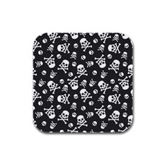 Skull Crossbones Seamless Pattern Holiday Halloween Wallpaper Wrapping Packing Backdrop Rubber Square Coaster (4 Pack)  by Nexatart